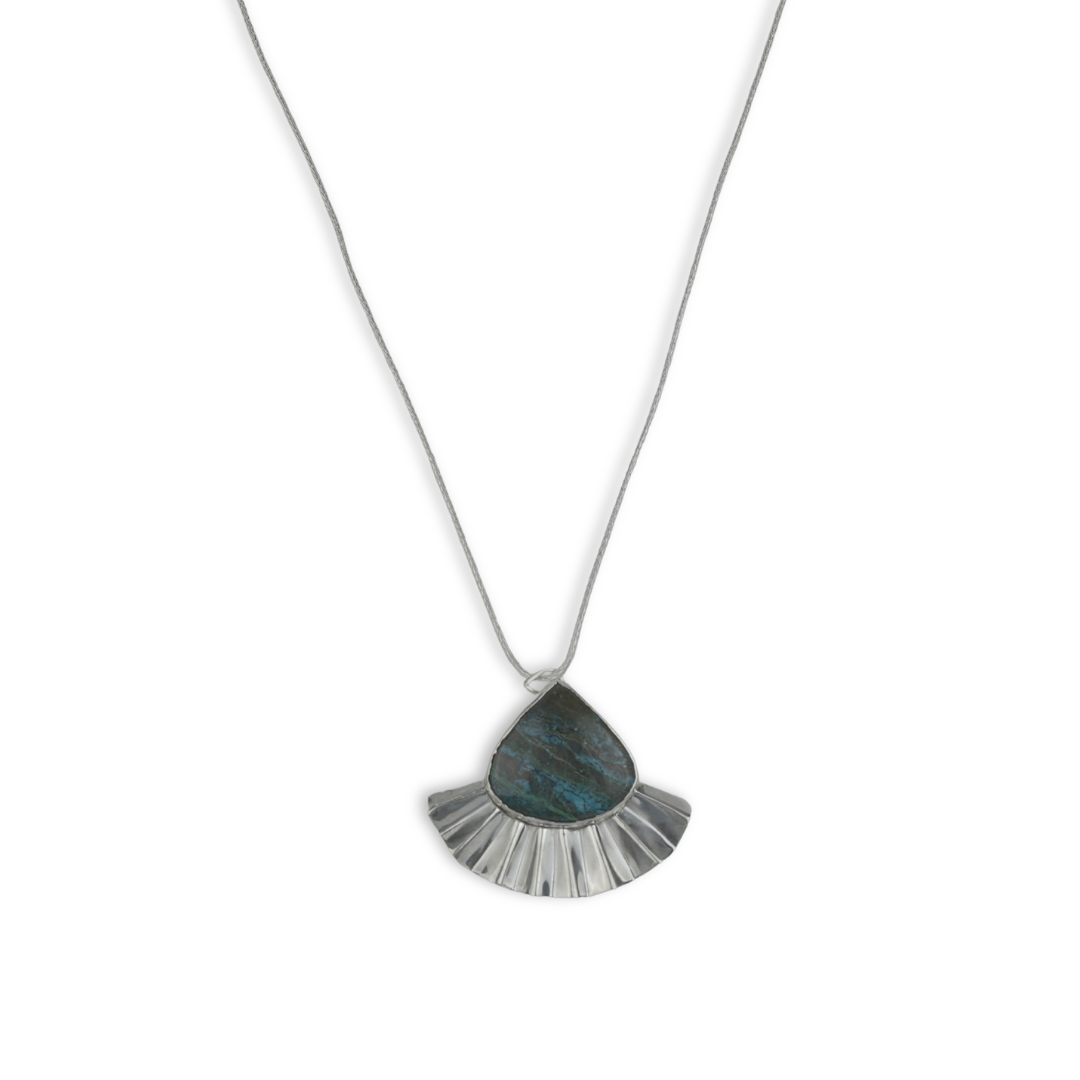 Chrysocolla Statement Pendant Chain Necklace