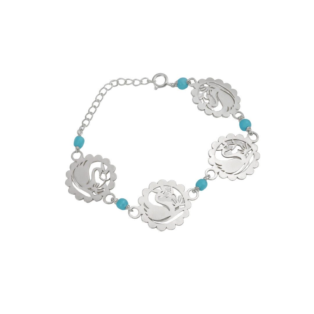 Silver Swan Multi-Motif Bracelet with Amazonite Stones