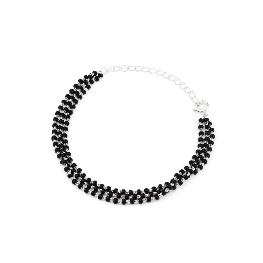 Black beaded layered bracelet