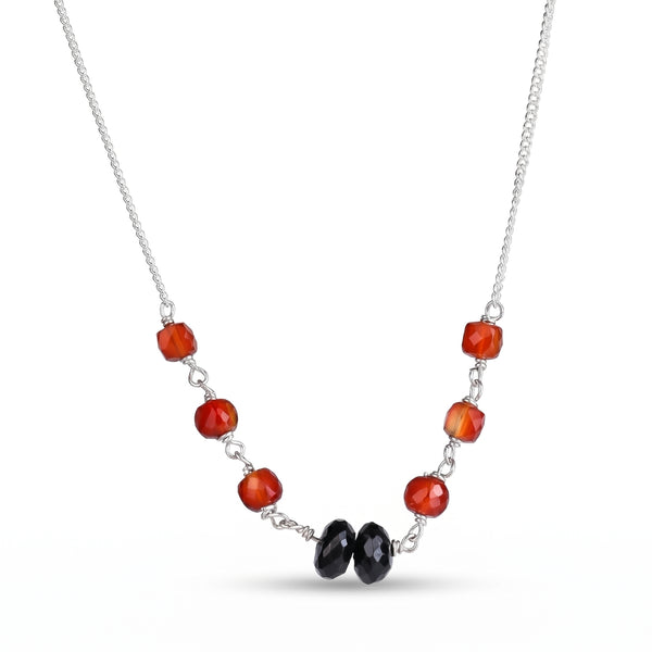 Carnelian & Black Spinel Silver Chain Mangalsutra (Project Handmade)