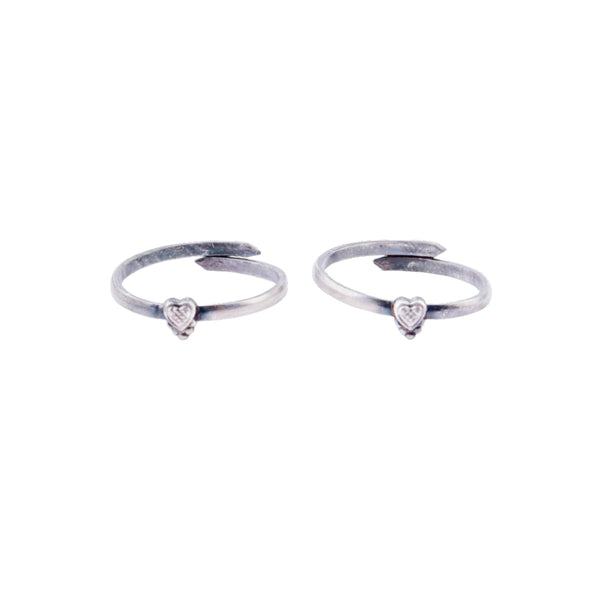 Tiny Silver Adjustable Textured Heart Toe Ring