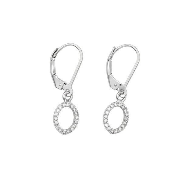 Silver CZ Oval Earrings