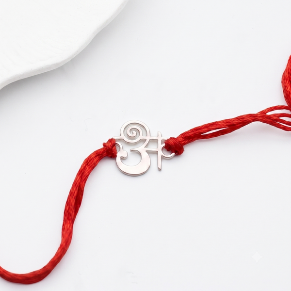 Silver Laser Cut 'अ' Akshar Rakhi in Devnagari