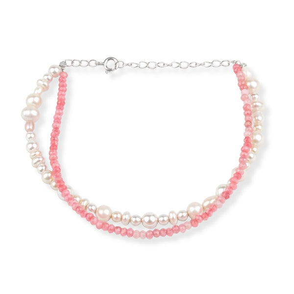 Freshwater Pearl & Pink Jade Anklet (Project Handmade)