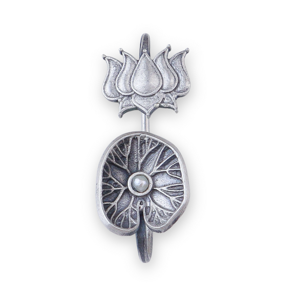 Lotus & Saroj Parna Oxidized Silver Earcuff (Single)