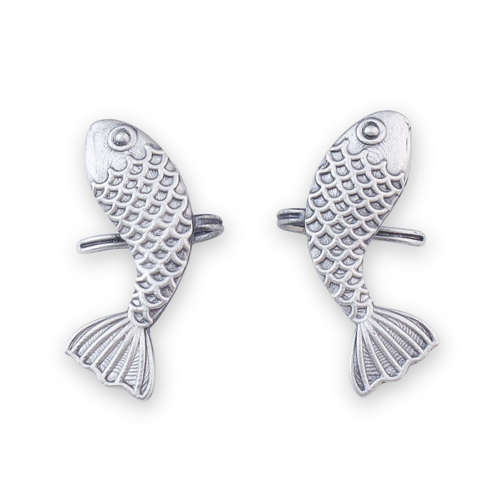 Fish Oxidized Silver Earcuff (Pair)