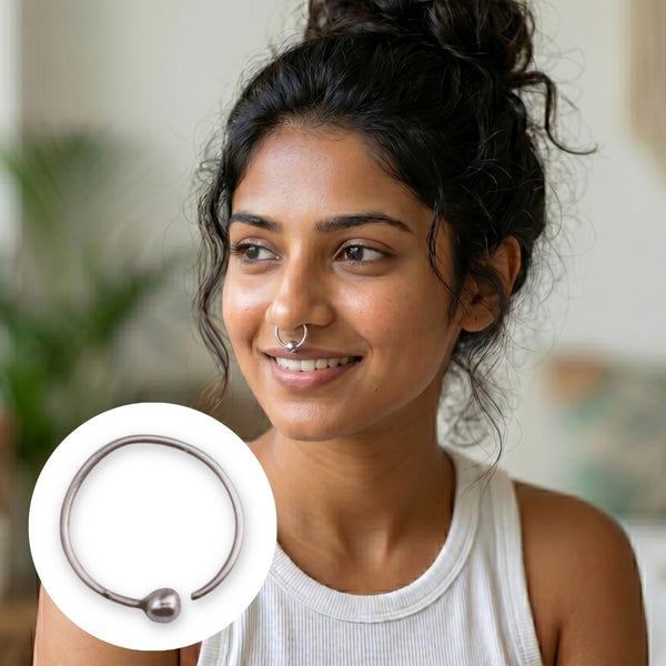 Silver Plain Septum Cum Nose Ring (Pierced)
