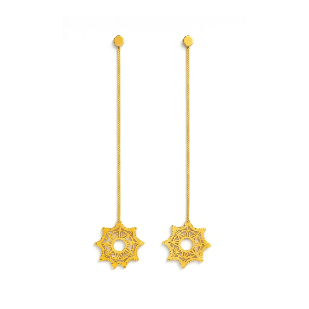 Silver Snowflake Filigree Dangler Earring |  92.5 Silver | 22K Gold Plated