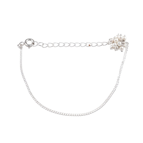 Pearl Bunch Silver Chain Bracelet (Project Handmade)