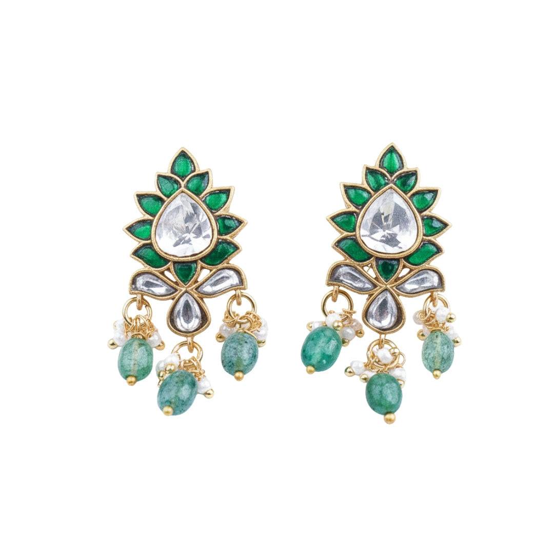 22K gold-plated fashion earring front view featuring an elegant design and premium 22K gold-plated finish