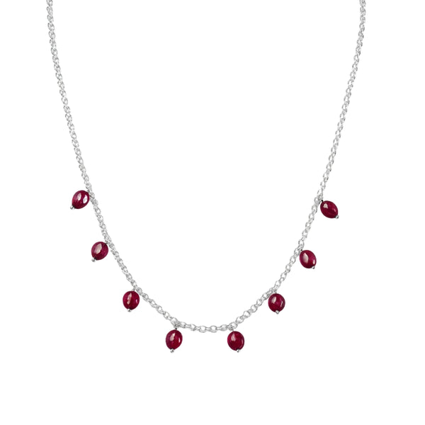 Silver Ruby Chain with red gemstones, sterling silver jewelry