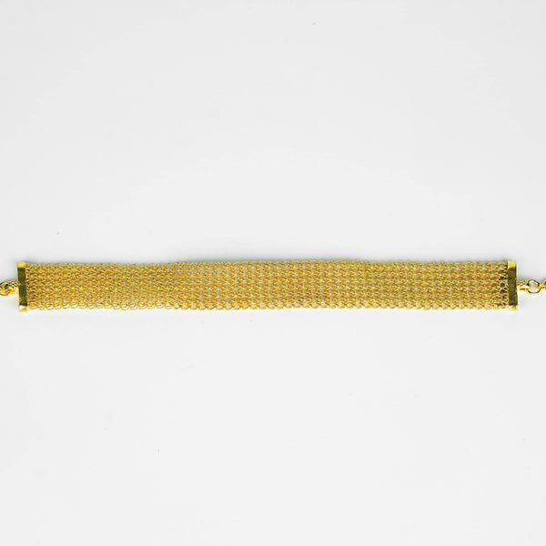 Close-up of gold plated silver choker necklace for jewelry and accessories