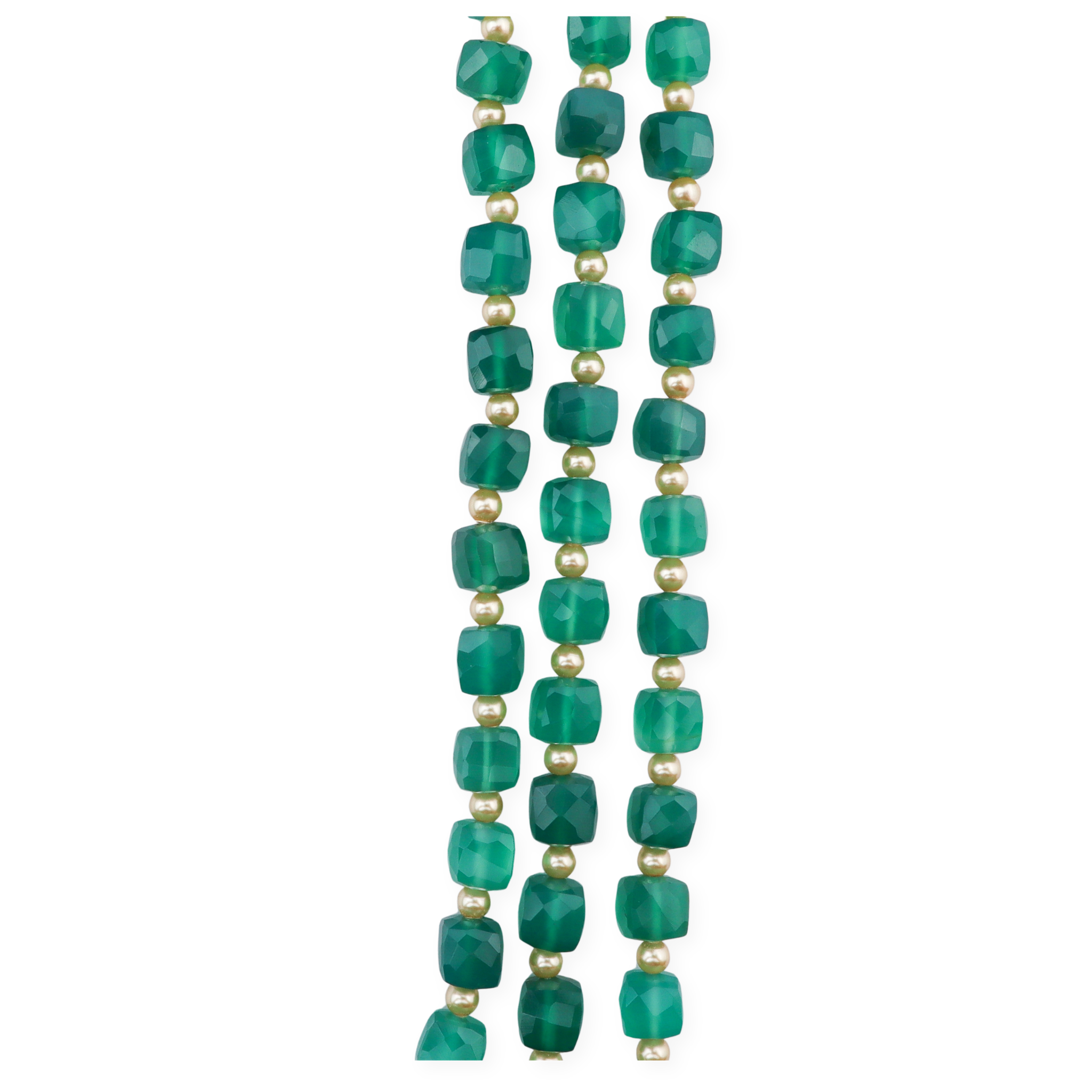 Luxe Necklace - Green Onyx, Fresh Water & Golden Pearls