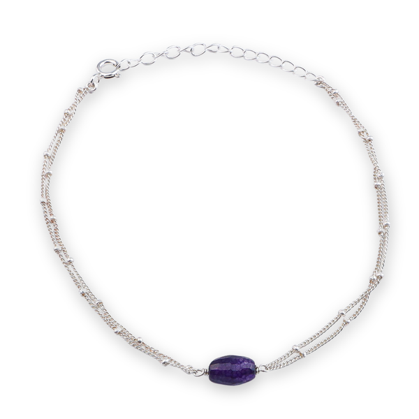 Purple Agate Silver Anklet (Project Handmade)