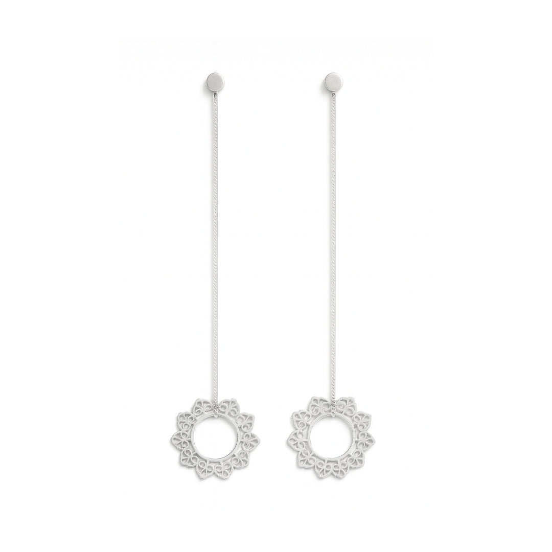 Silver Rose Bud Filigree Dangler Earring