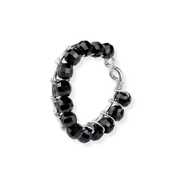 Black Spinel Wrapped Ring in 92.5 sterling silver