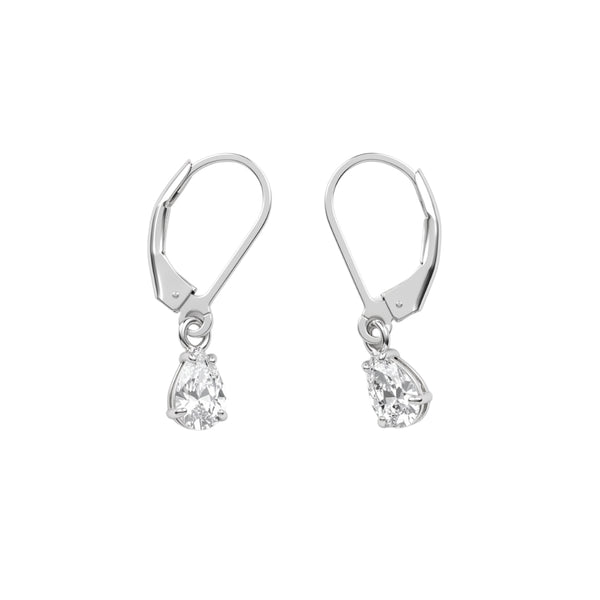 Silver CZ Pear Earrings