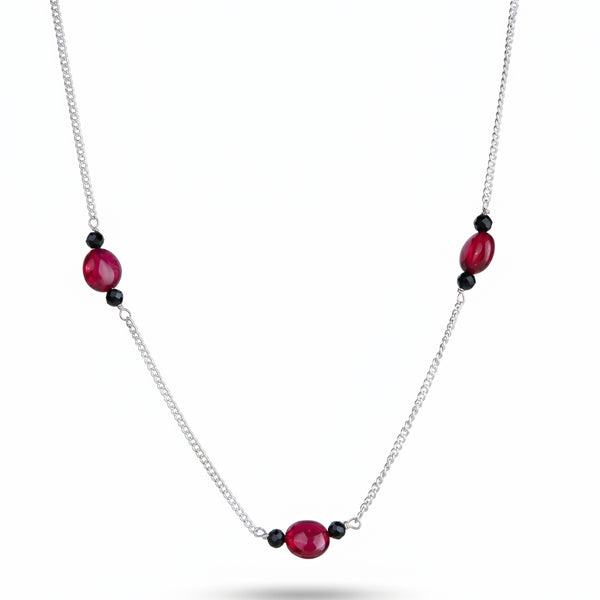 Rubies & Black Spinel Silver Chain Mangalsutra (Project Handmade)
