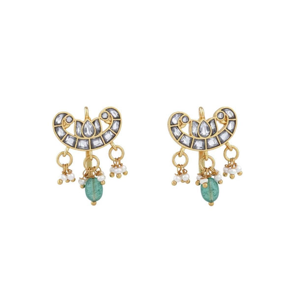 22K gold-plated fashion earring front view featuring an elegant design and premium 22K gold-plated finish