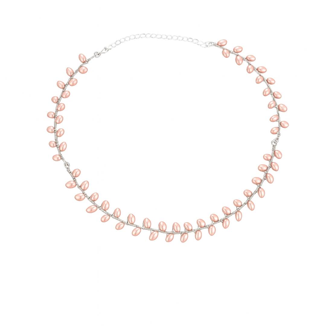 Front view of fresh water pearl choker in 92.5 sterling silver with elegant close-fit design