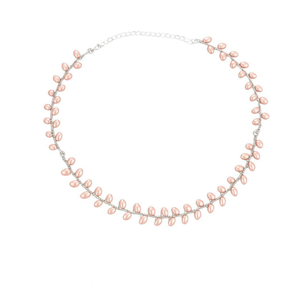 Front view of fresh water pearl choker in 92.5 sterling silver with elegant close-fit design