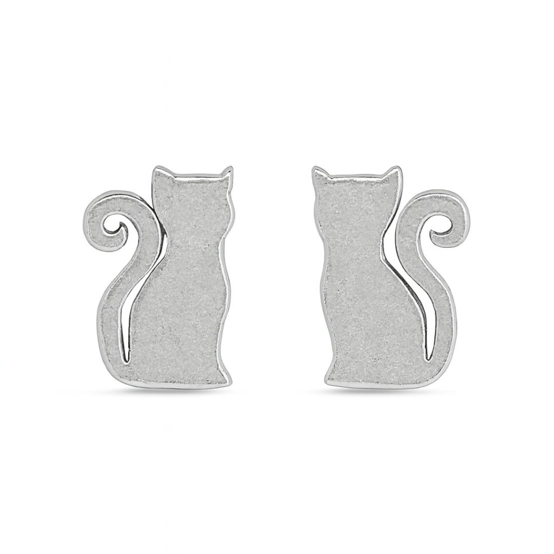 Silver cat stud earrings for cat lovers