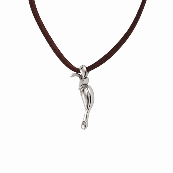 Silver Hornbill pendant with Suede cord unisex jewelry