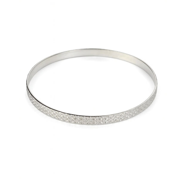 Silver Floral Textured Bangle