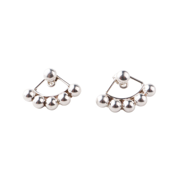 Silver Bead Jacket Earring