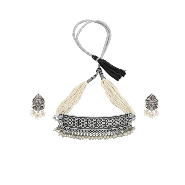 Sterling silver jewelry set with necklace and earrings