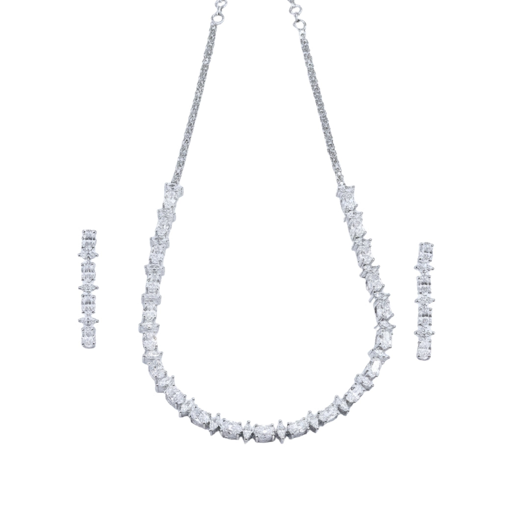Silver CZ Necklace and Earring Set