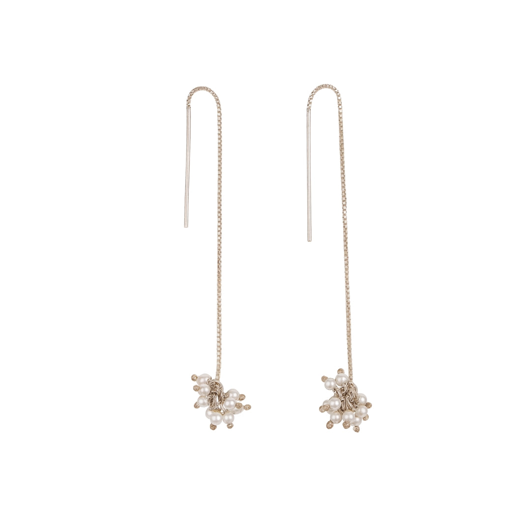 Sui dhaaga pearl bunch earrings in 92.5 sterling silver