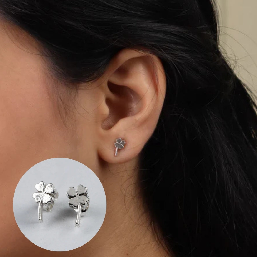 Silver Clover Leaf Stud