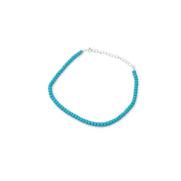 Turquoise beaded anklet with adjustable silver chain