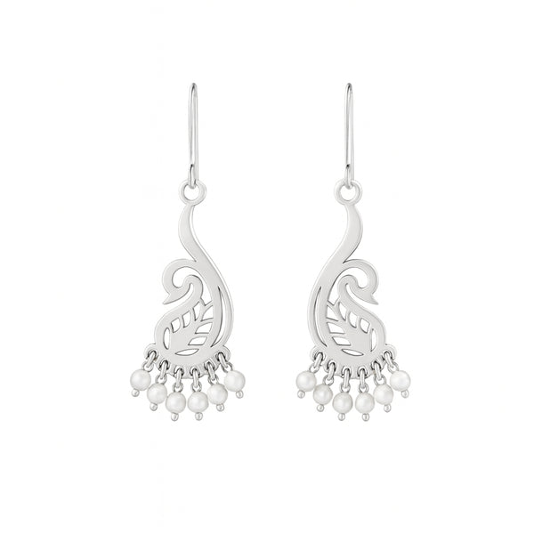 Silver Mayur Pearl Chandbali