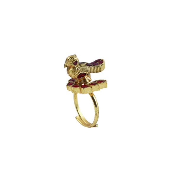 22K gold-plated fashion ring front view featuring an elegant design and premium 22K gold-plated finish