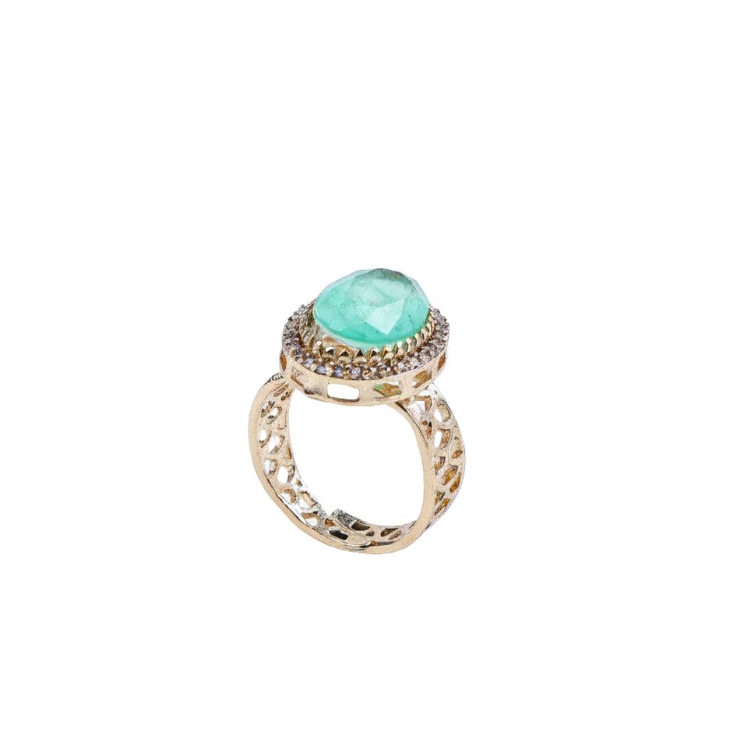 22K gold-plated fashion ring front view featuring an elegant design and premium 22K gold-plated finish