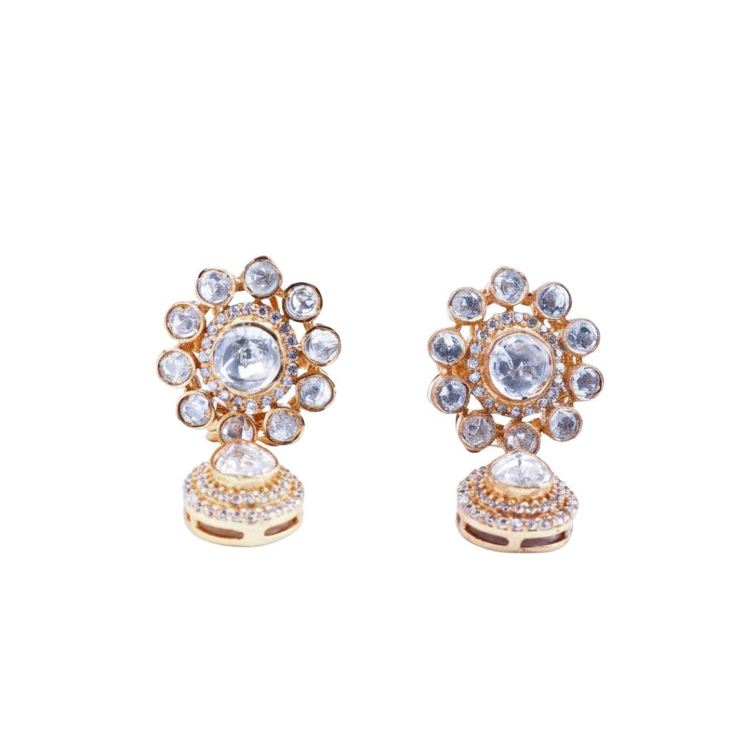 22K gold-plated fashion earring front view featuring an elegant design and premium 22K gold-plated finish