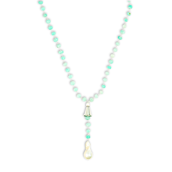 Russian Quatrz & Baroque Pearl Y Necklace (Project Handmade)