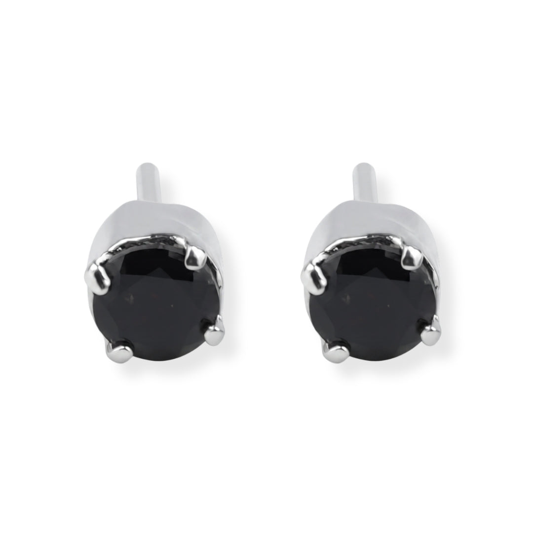 Silver Black Onyx Stud Earrings