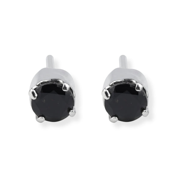 Silver Black Onyx Stud Earrings