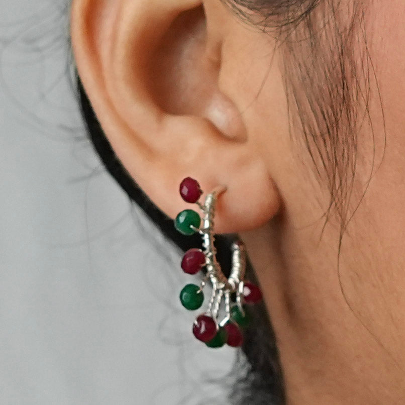 Red & Green Jade Hoops (Project Handmade)