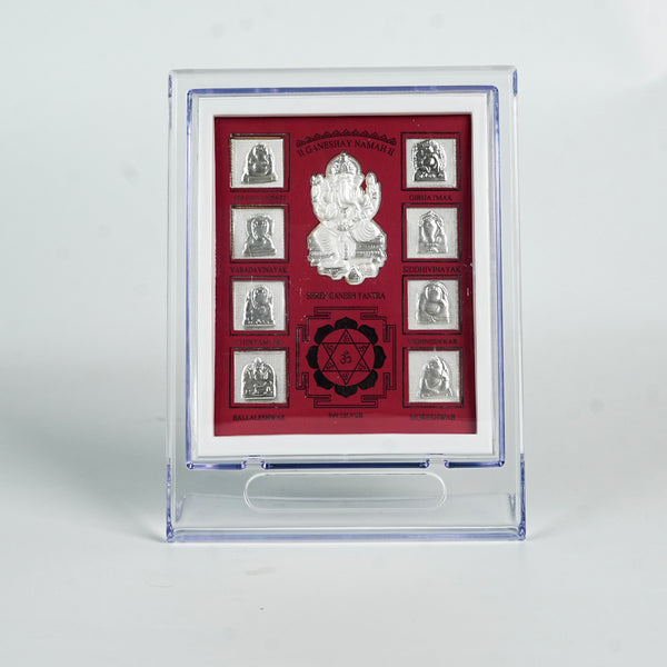 Red Ganesh Yantra Frame | 92.5 Sterling Silver