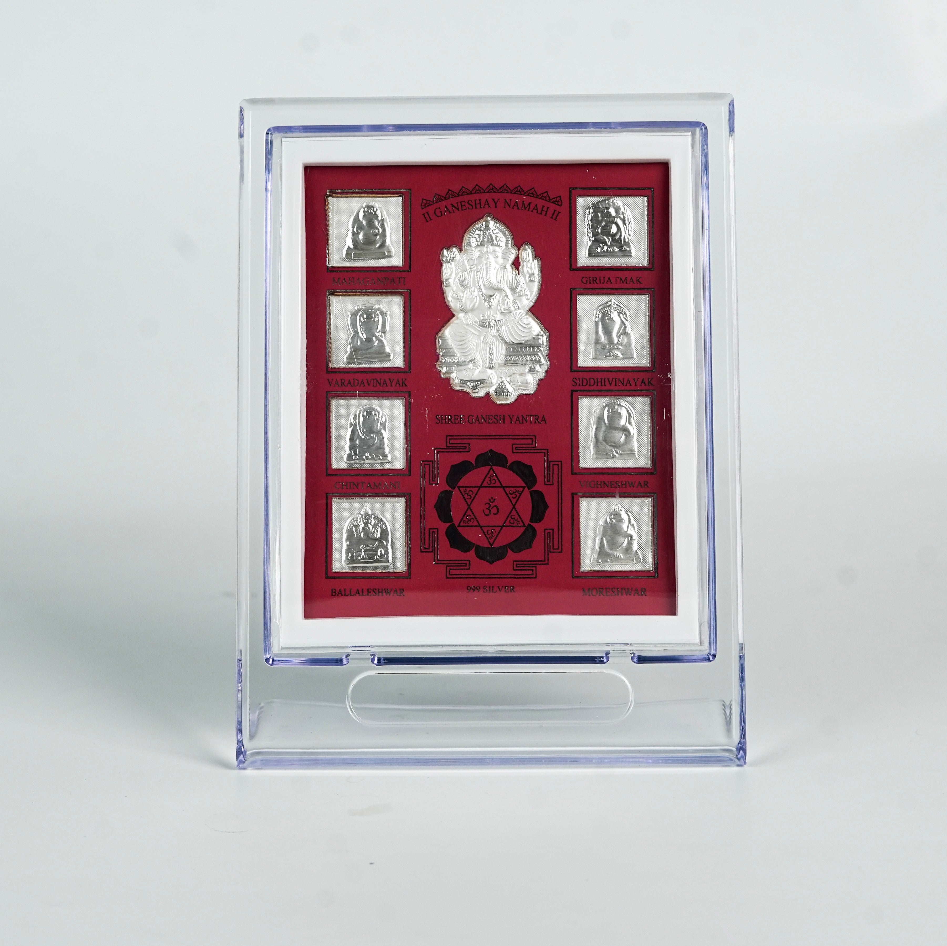 Sterling silver Ganesh Yantra certificate with purity details for home decor