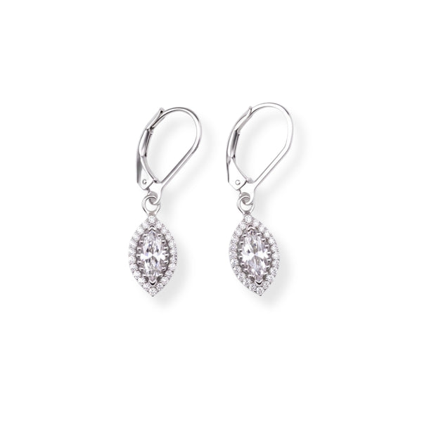 Silver CZ Marquise Cluster Earrings