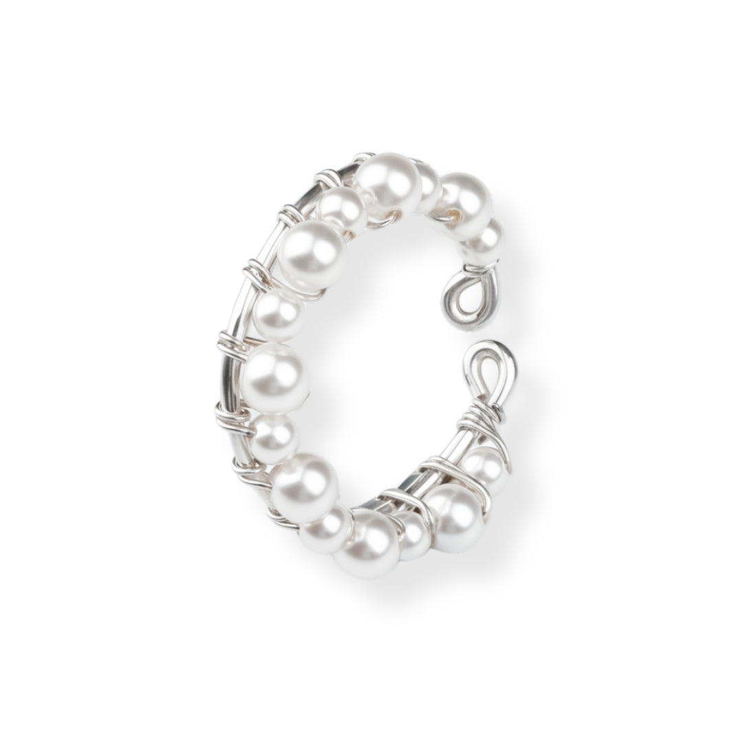 White Pearl Silver Ring (Project Handmade)