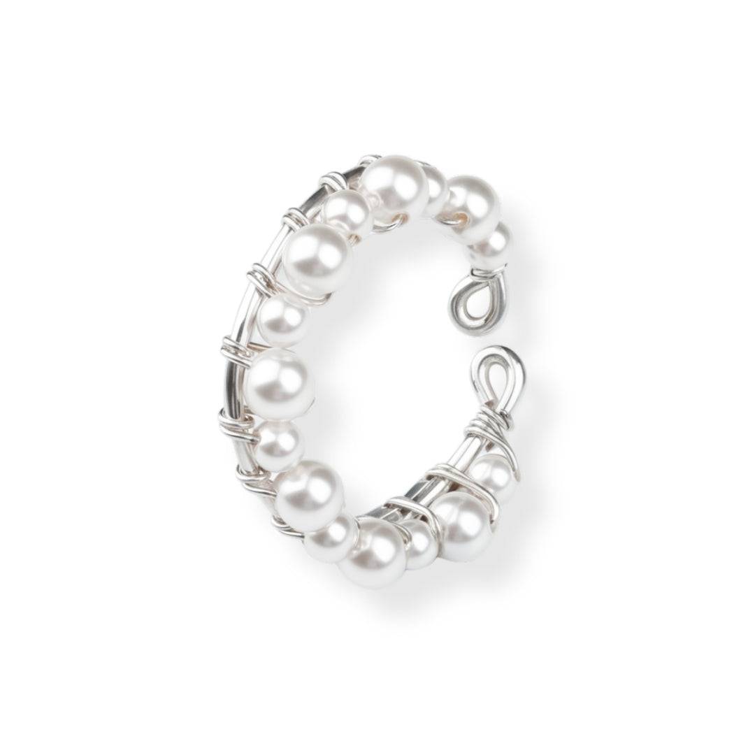 White Pearl Silver Ring in 92.5 sterling silver