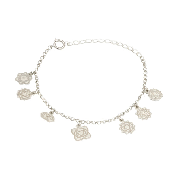 Silver Chakra Charm Bracelet