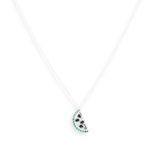 Watermelon CZ Fruit-Charm Necklace