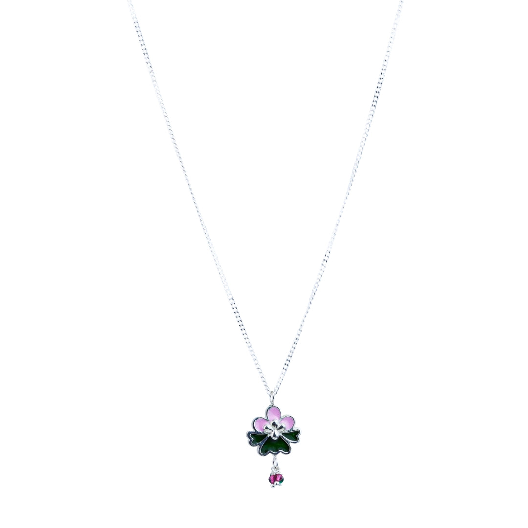 Enamel Flower Pendant Necklace
